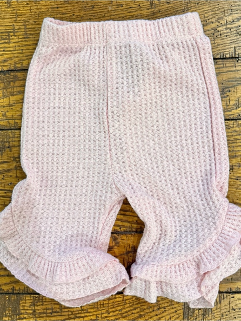 Rare Editions Baby Girl Pink Ruffle Shorts 6-9M Textured Knit Bloomers